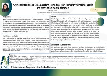 Artificial intelligence as an assistant to medical staff in improving mental health and preventing mental disorders
